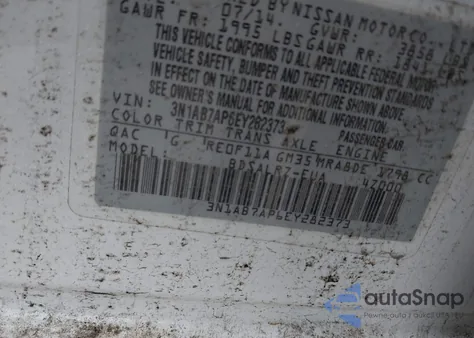 2014 Nissan Sentra Sr z USA, uszkodzony, nr VIN 3N1AB7AP6EY282373